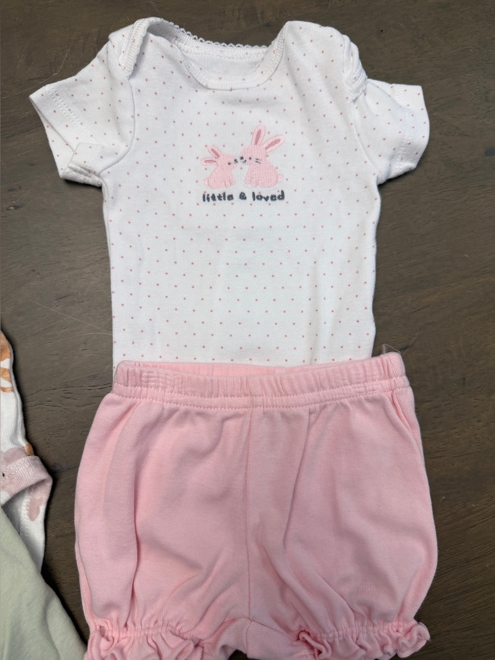 Carter's Baby Newborn 4pc Bunny Bodysuit Pants Shorts Cotton Knit Polka Dot - Picture 3 of 5